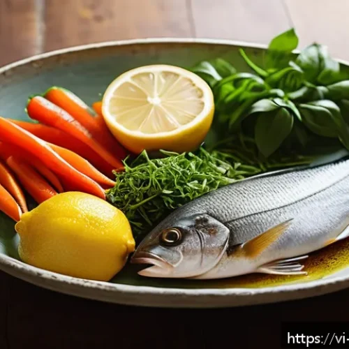 멘타르 요리법과 추천 레시피 - A vibrant Vietnamese kitchen scene showcasing fresh natural ingredients for Mentar preparation: a wo...