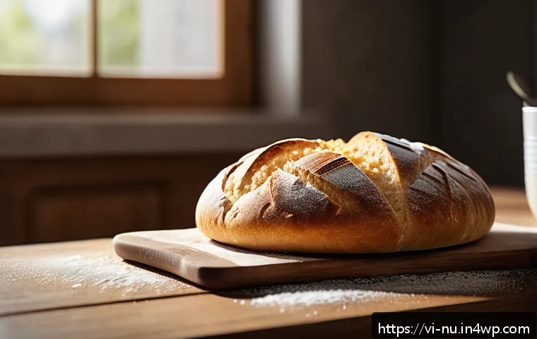 베트남식 반미 조리법 - A close-up, high-resolution image of freshly baked Vietnamese bánh mì bread on a rustic wooden table...